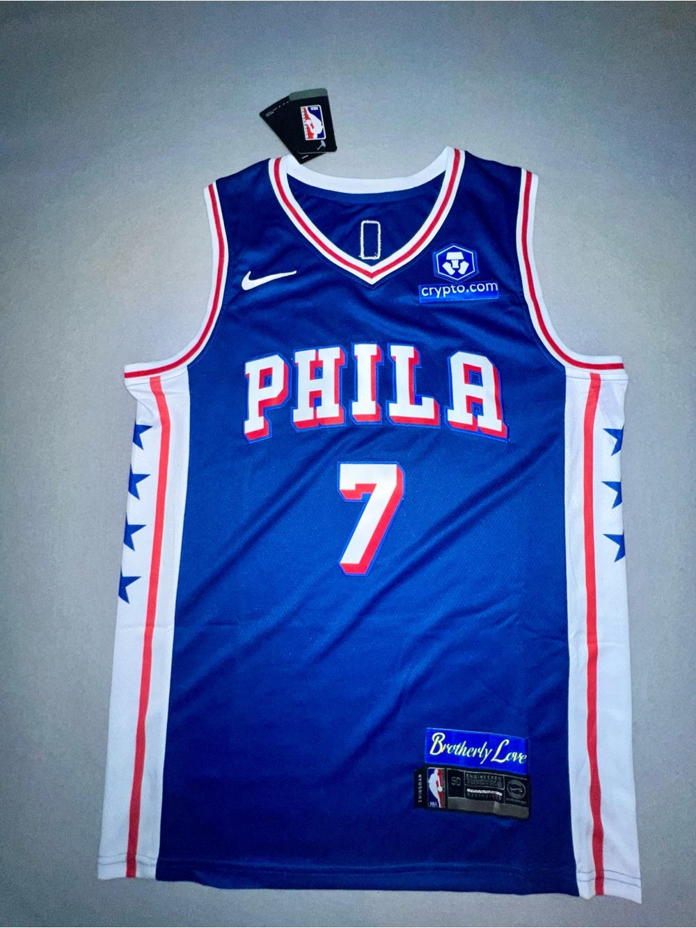 Philadelphia 76ers #7 Jaylen Brown Nike NBA Blue Jersey - Size 50 - Large